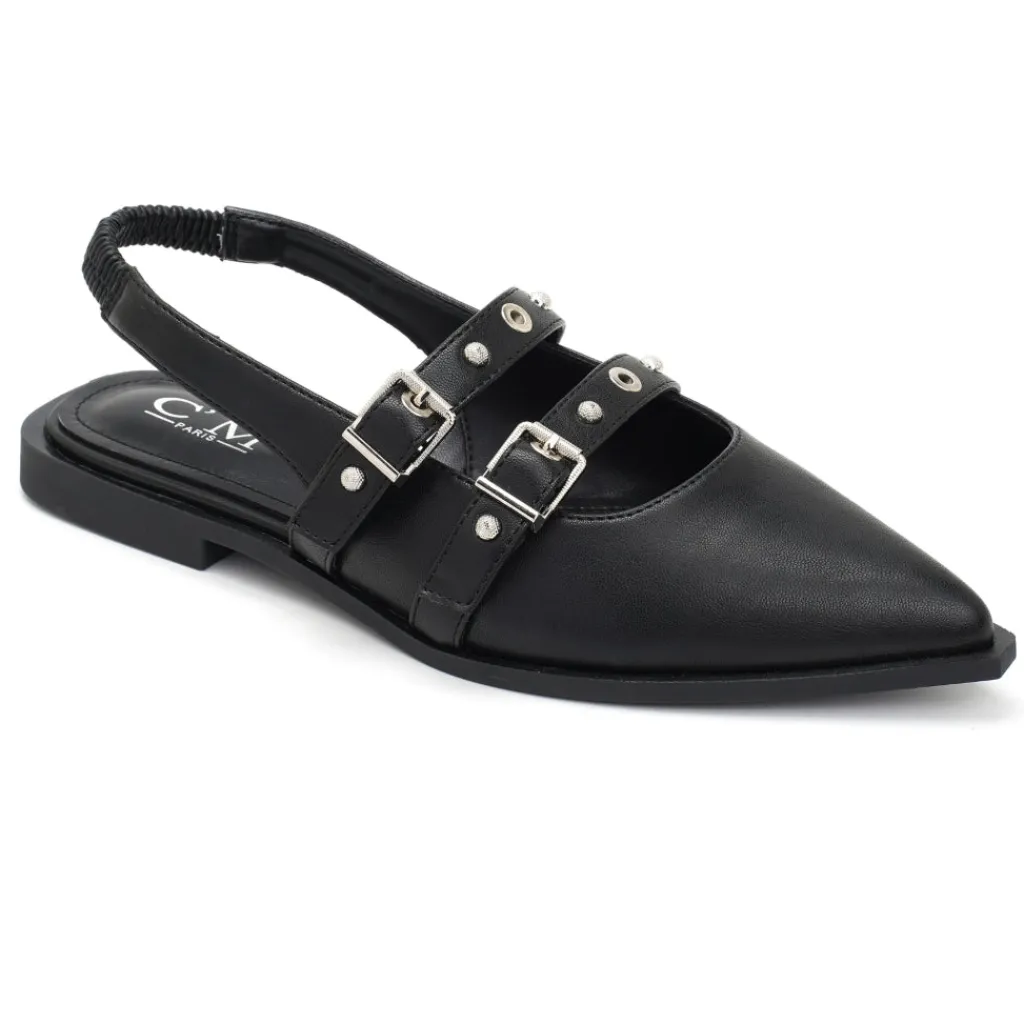 SHOES Amelia dame slingback ballerinaer 8316 - Black New