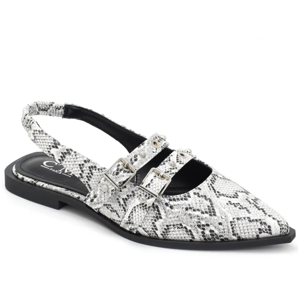 SHOES Amelia dame slingback ballerinaer 8316 - Snake Sale
