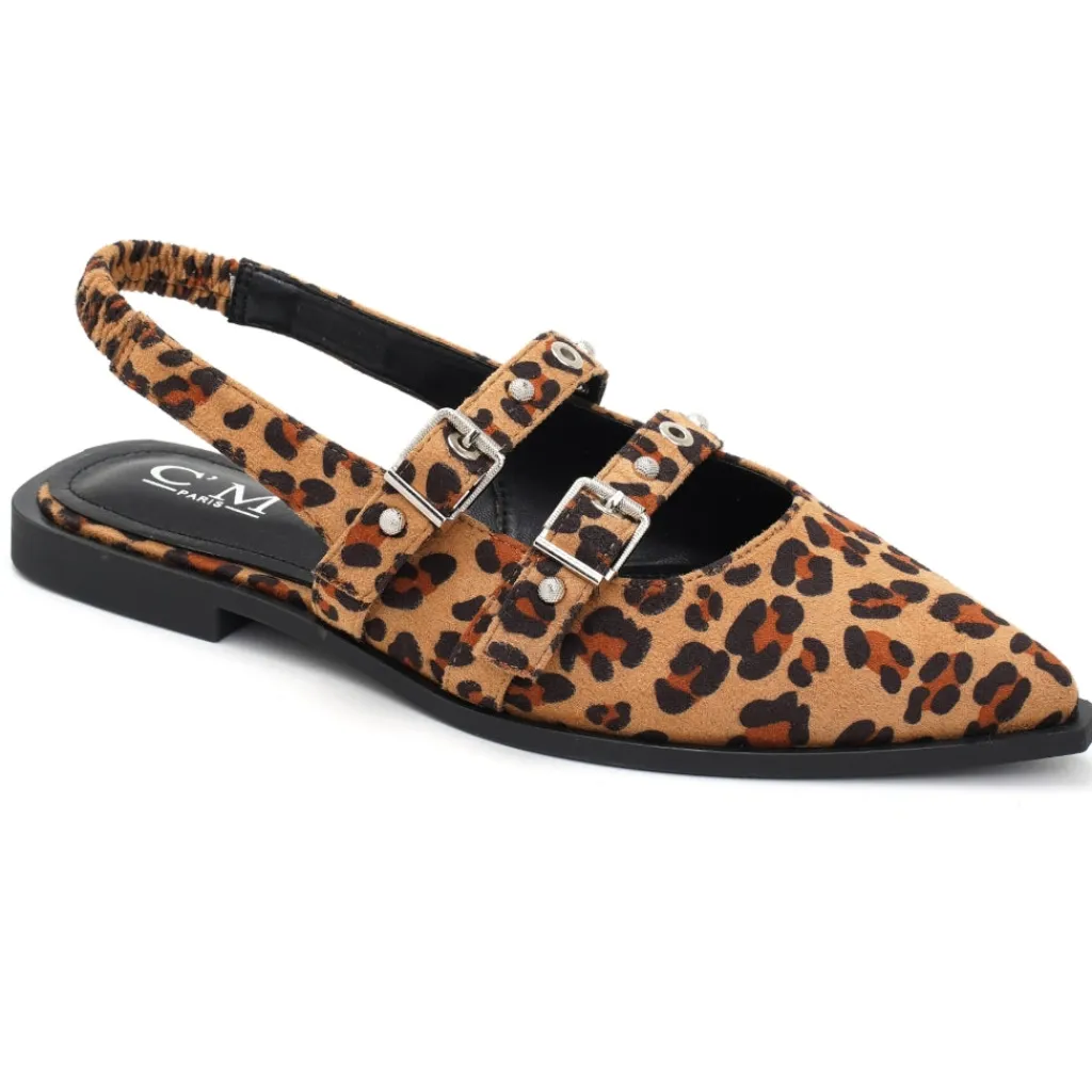 SHOES Amelia dame slingback ballerinaer 8316 - Leopard Best