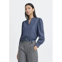 b.young dame bluse BYXKANTI - Mid Blue Denim Sale