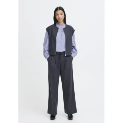 b.young dame bukser BYXDAYO - dark grey stripes Best