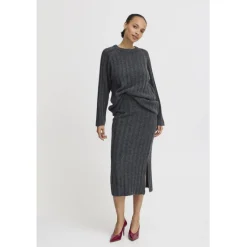 b.young dame nederdel BYMARIANNE - Dark grey melange Sale