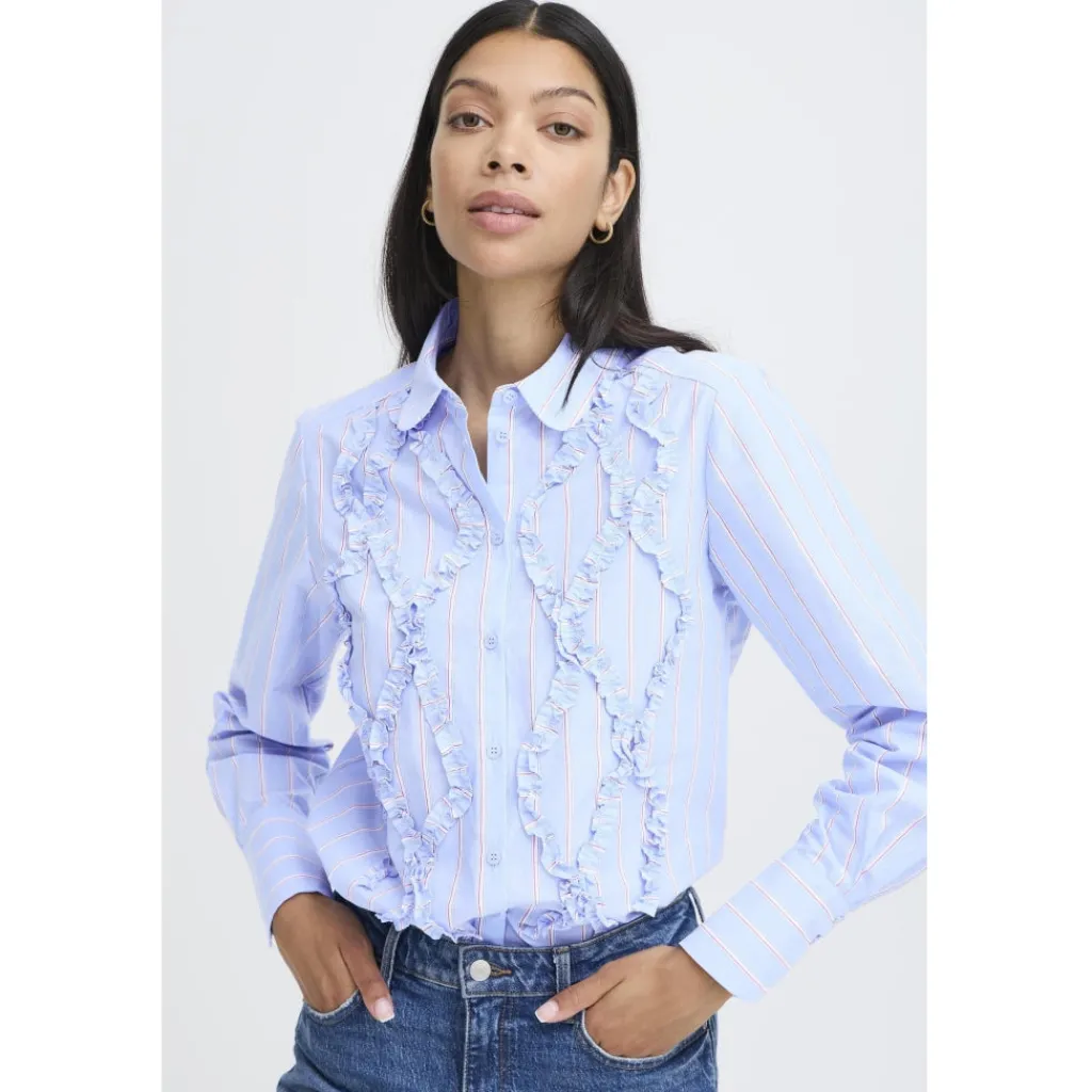 b.young dame skjorte BYXJISOO - Light Blue Stripe New