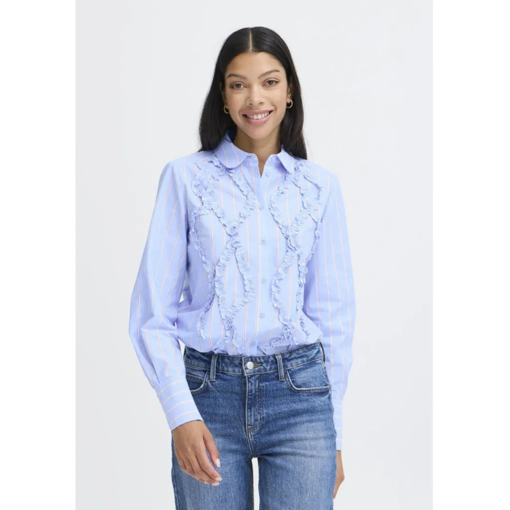 b.young dame skjorte BYXJISOO - Light Blue Stripe New