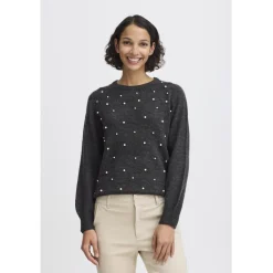 b.young dame strik BXOKAMA - Dark grey melange Best