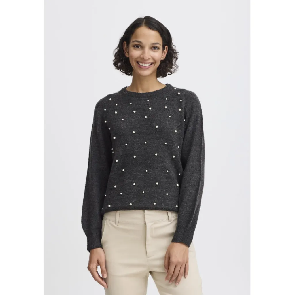 b.young dame strik BXOKAMA - Dark grey melange Best