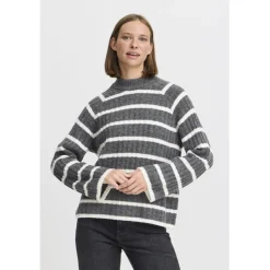 b.young dame strik BYMARIANNE - Dark Grey Melange Mix New