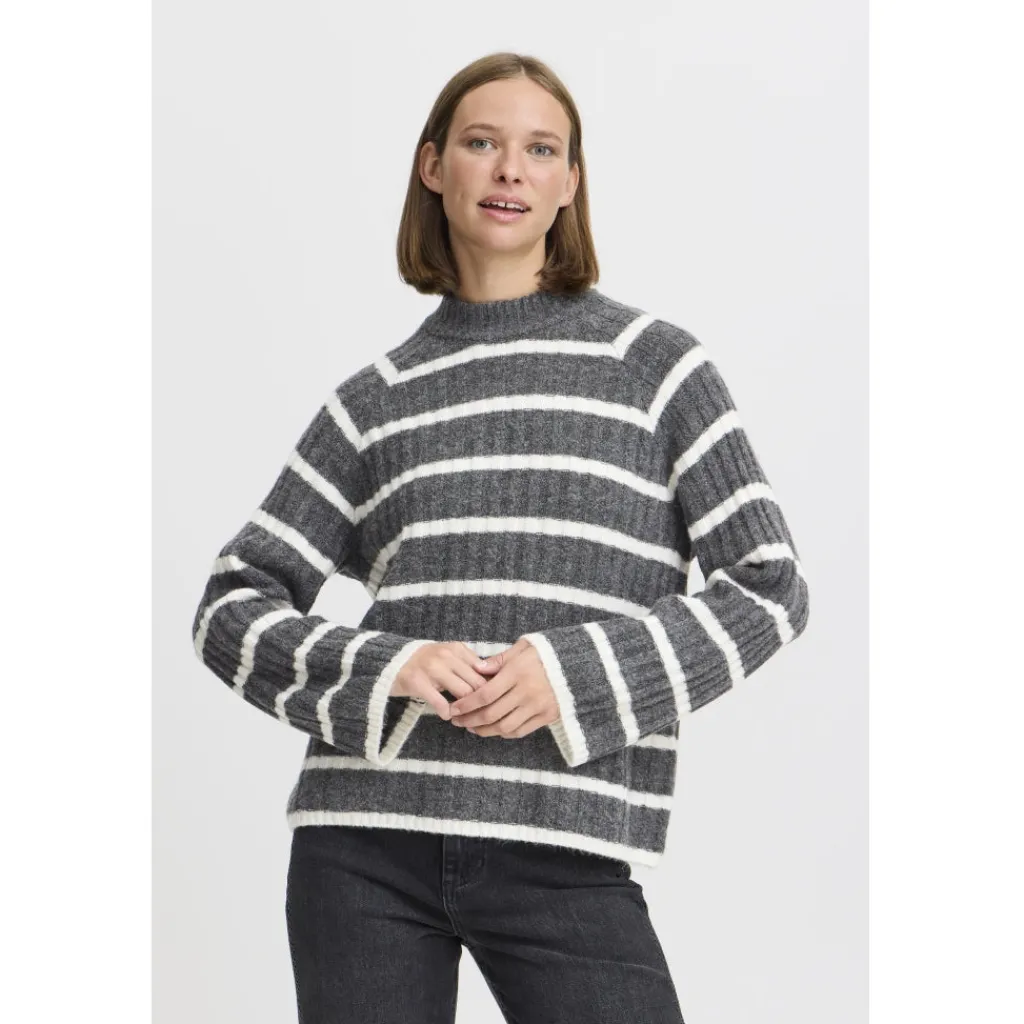 b.young dame strik BYMARIANNE - Dark Grey Melange Mix New