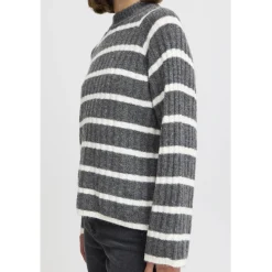 b.young dame strik BYMARIANNE - Dark Grey Melange Mix New