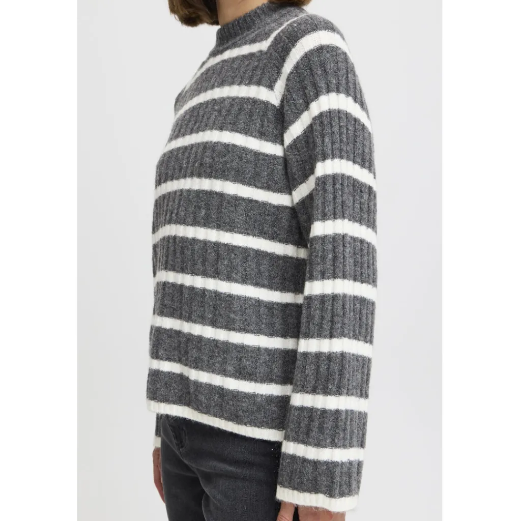 b.young dame strik BYMARIANNE - Dark Grey Melange Mix New