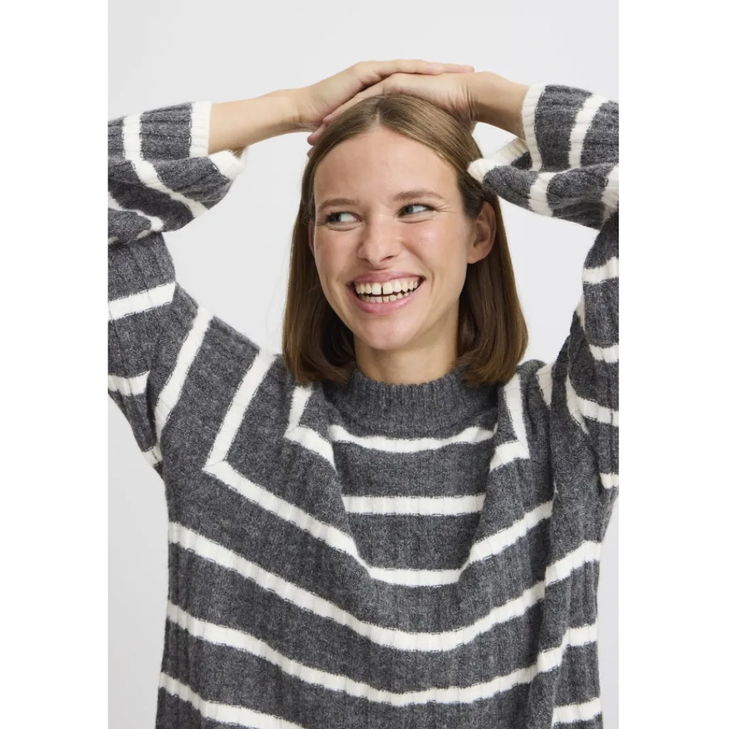 b.young dame strik BYMARIANNE - Dark Grey Melange Mix New