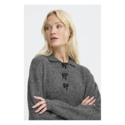 b.young dame strik kjole BYOMEA - Dark grey melange Clearance