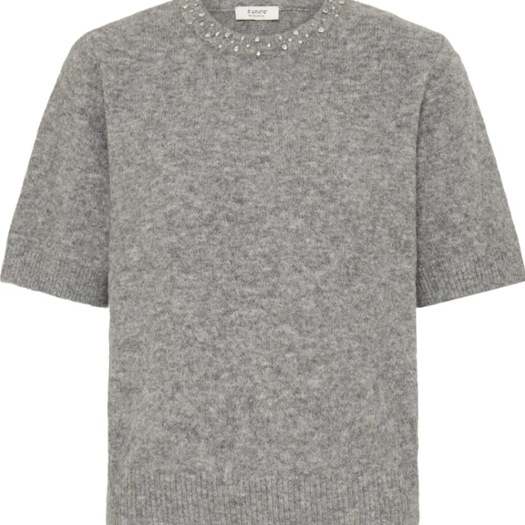 b.young dame striktrøje BYOMEA - Mid Grey Melange Online