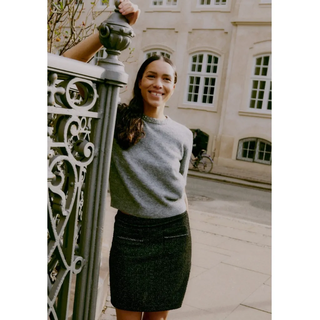 b.young dame striktrøje BYOMEA - Mid Grey Melange Online