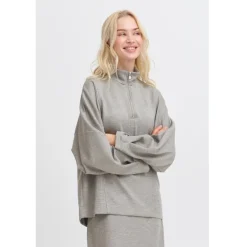b.young DAME SWEATSHIRT BYPUSTI - Mid Grey Melange Sale
