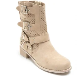 SHOES Celine Dame bikerstøvler 9635A - Beige Clearance