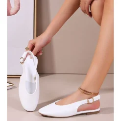 SHOES Gitte dame slingback ballerinasko OP16-46PU - White Discount