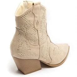 SHOES Jacqueline dame cowboystøvler 9676A - Beige Outlet