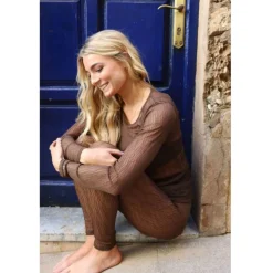 Liberté dame bluse 21345 - DARK BROWN LINES Online