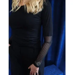 Liberté dame bluse ISA - BLACK WAVY LINES Discount