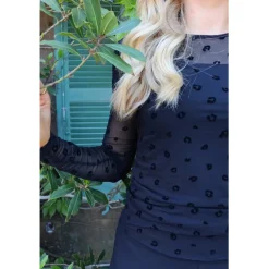 Liberté LIBERTÉ dame bluse MESH - Black flock leo Discount