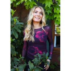 Liberté LIBERTÉ dame bluse MESH - Black bordeaux flower Clearance