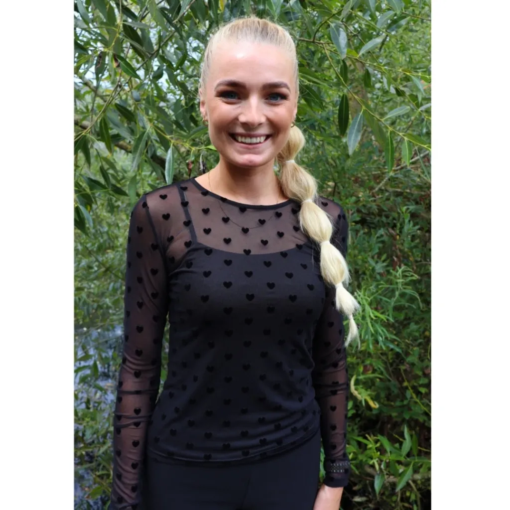 Liberté LIBERTÉ dame bluse MESH - BLACK FLOCK HEART Best