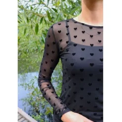 Liberté LIBERTÉ dame bluse MESH - BLACK FLOCK HEART Best