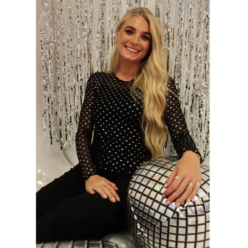 Liberté LIBERTÉ dame bluse MESH - BLACK SILVER HEART Clearance
