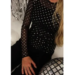 Liberté LIBERTÉ dame bluse MESH - BLACK SILVER HEART Clearance