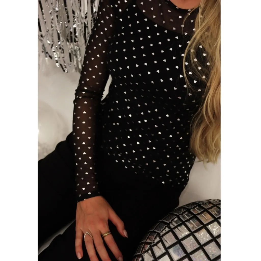 Liberté LIBERTÉ dame bluse MESH - BLACK SILVER HEART Clearance