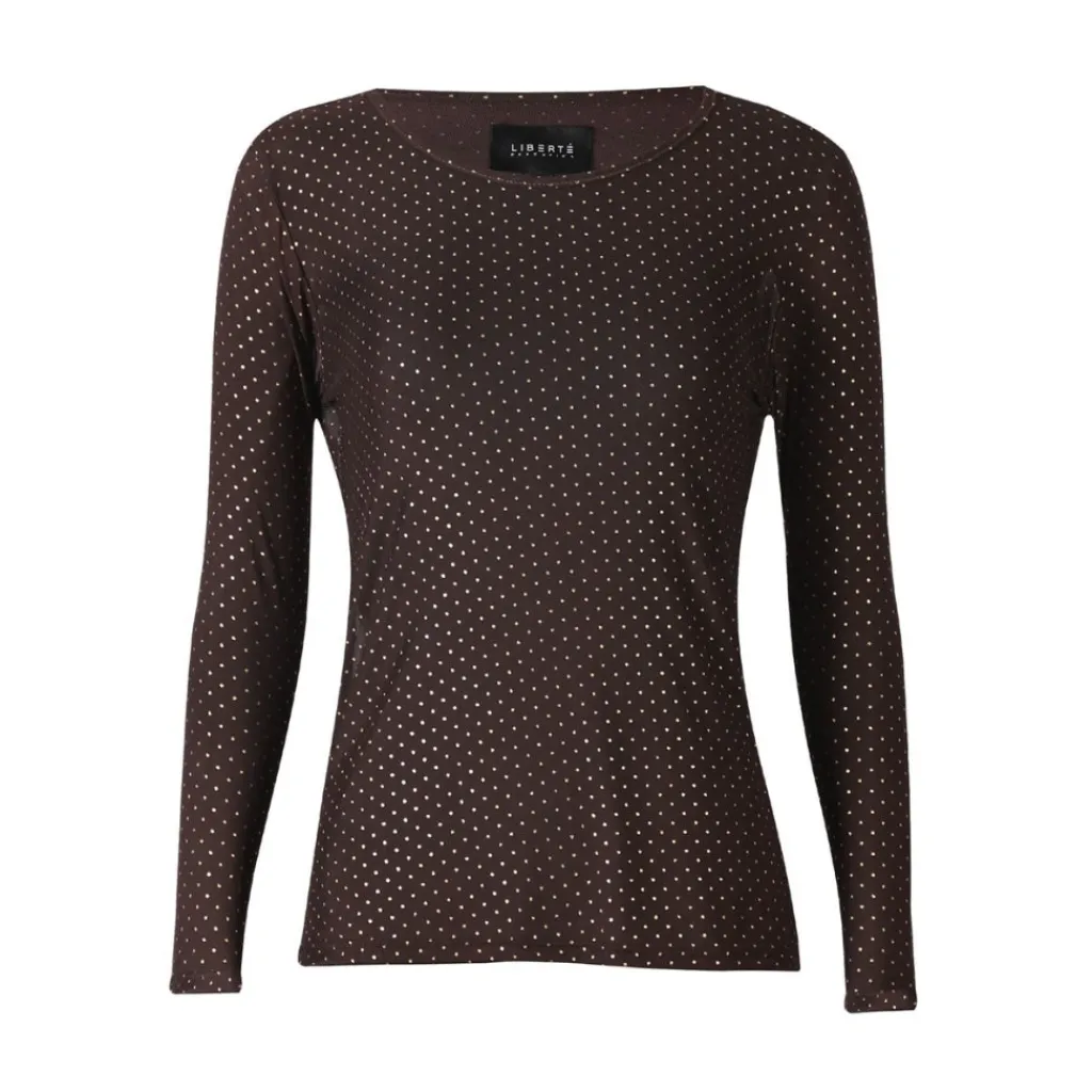 Liberté LIBERTÉ dame bluse MESH - DARK BROWN GOLD DOT Online
