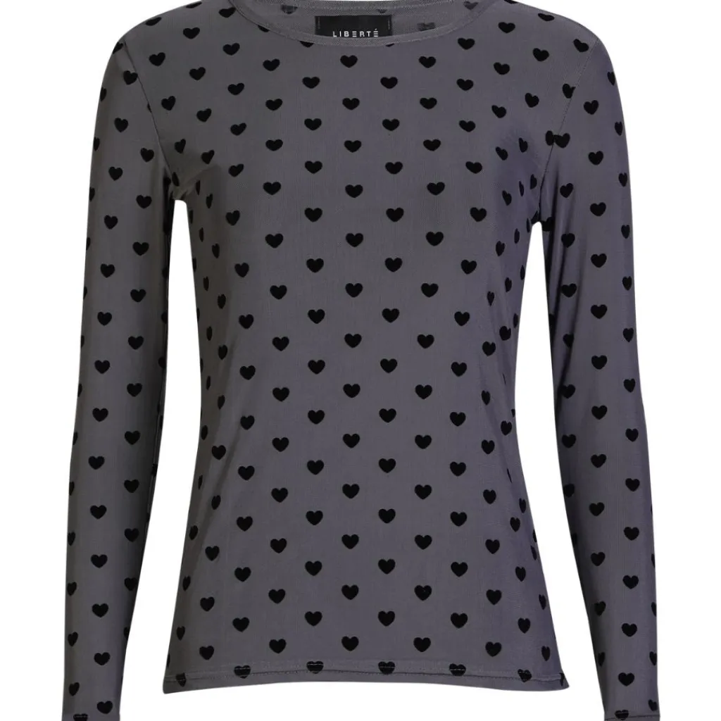 Liberté LIBERTÉ dame bluse MESH - GREY BLACK FLOCK HEART Best