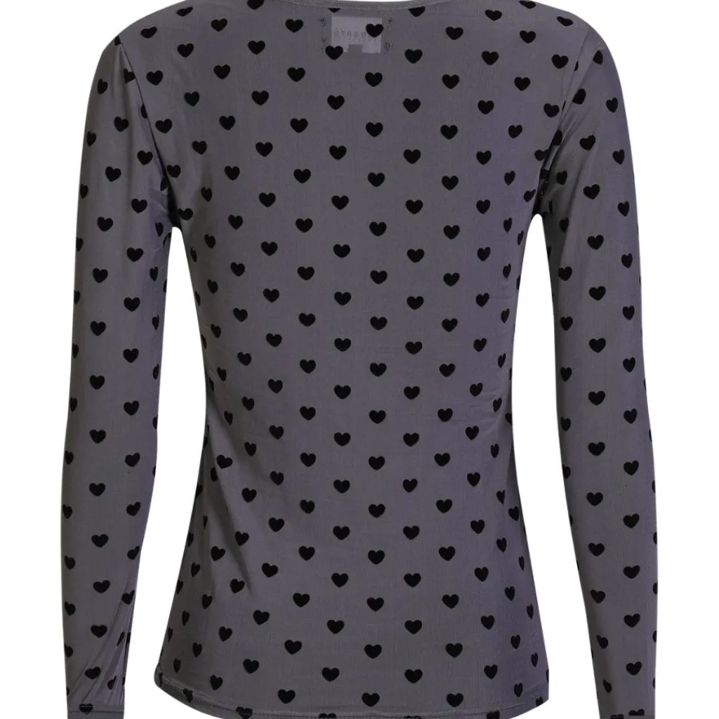 Liberté LIBERTÉ dame bluse MESH - GREY BLACK FLOCK HEART Best