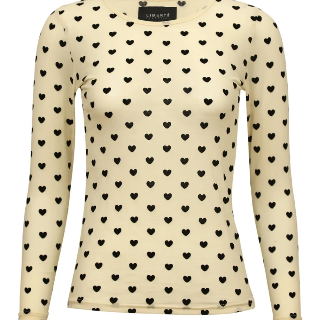 Liberté LIBERTÉ dame bluse MESH - IVORY BLACK FLOCK HEART Outlet