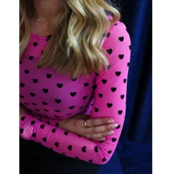Liberté LIBERTÉ dame bluse MESH - PINK BLACK FLOCK HEART Online