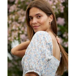 Liberté dame gro kjole 21268 - BLUE BROWN FLOWER Clearance