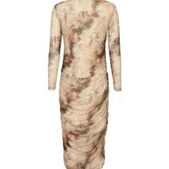 Liberté LIBERTÉ DAME KJOLE MESH LS LONG DRESS - BROWN GOLD MARBLE Online