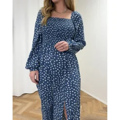 Liberté kjole GRO - Blue Flower Clearance