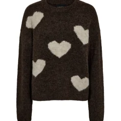 Liberté Liberte dame pullover strik FRO - CHOCOLATE IVORY HEART Clearance