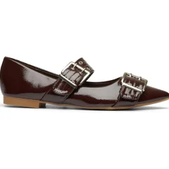 SHOES Livia dame ballerina sko 9725 - Brown Discount