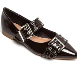 SHOES Livia dame ballerina sko 9725 - Brown Discount