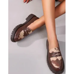 SHOES Louisa dame loafers QP55-10 - Brown Pattern New