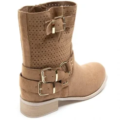 SHOES Malou dame bikerstøvler 9636A - Camel Discount