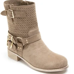 SHOES Malou dame bikerstøvler 9636A - Khaki Discount