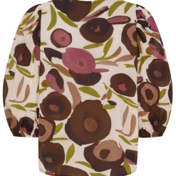 MARTA DU CHATEAU dame bluse MdcEvelina 58130M - Brown Print New