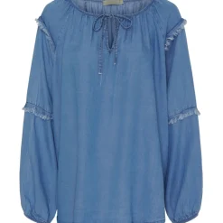 MARTA DU CHATEAU dame bluse MdcMarta - Medium Blue Outlet