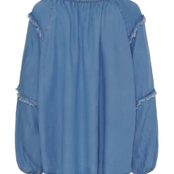 MARTA DU CHATEAU dame bluse MdcMarta - Medium Blue Outlet