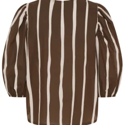 MARTA DU CHATEAU dame bluse MdcEvelina 58130M - Brown Stripe Hot