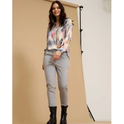 MARTA DU CHATEAU dame bluse MdcAstrid 8128 - Grigioq3006-11